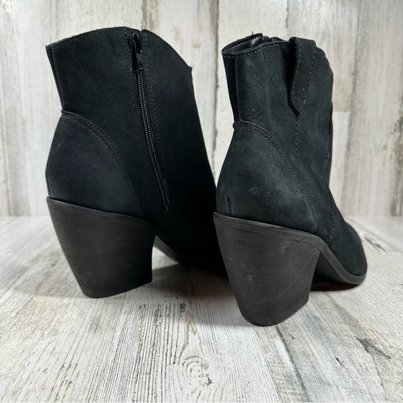 NEW Lucky Brand Loxona Black Leather Block Heel Ankle Boots #1033 - Picture 10 of 13